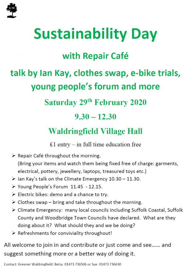 Sustainability Day with Repair Cafe on 29th February2